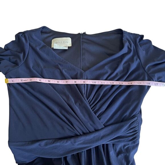 BHLDN Navy Faux Wrap Maxi Gown Short Sleeve Wedding Guest Formal Dress 8 - Picture 5 of 7